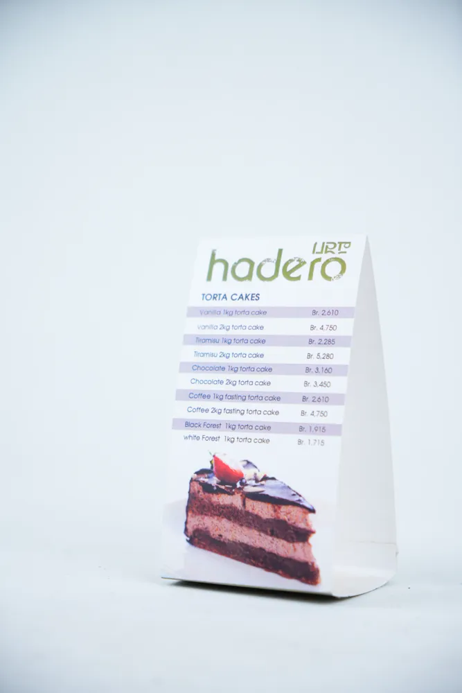 Printed menu tent card